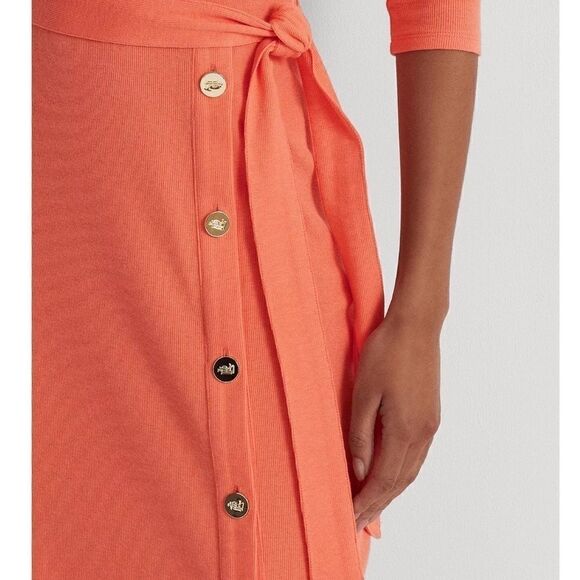 NWT LAUREN RALPH LAUREN women's belted rib-Knit dress SIZE US 1… - Picture 3 of 15